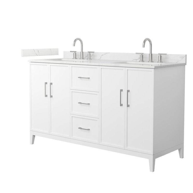 Elan 66'' W Vanity, 8" Center, White / Brushed Nickel, 60'' W