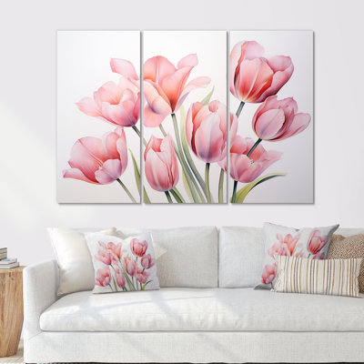 Tulipes, minimalisme, ensemble d'art sur toile