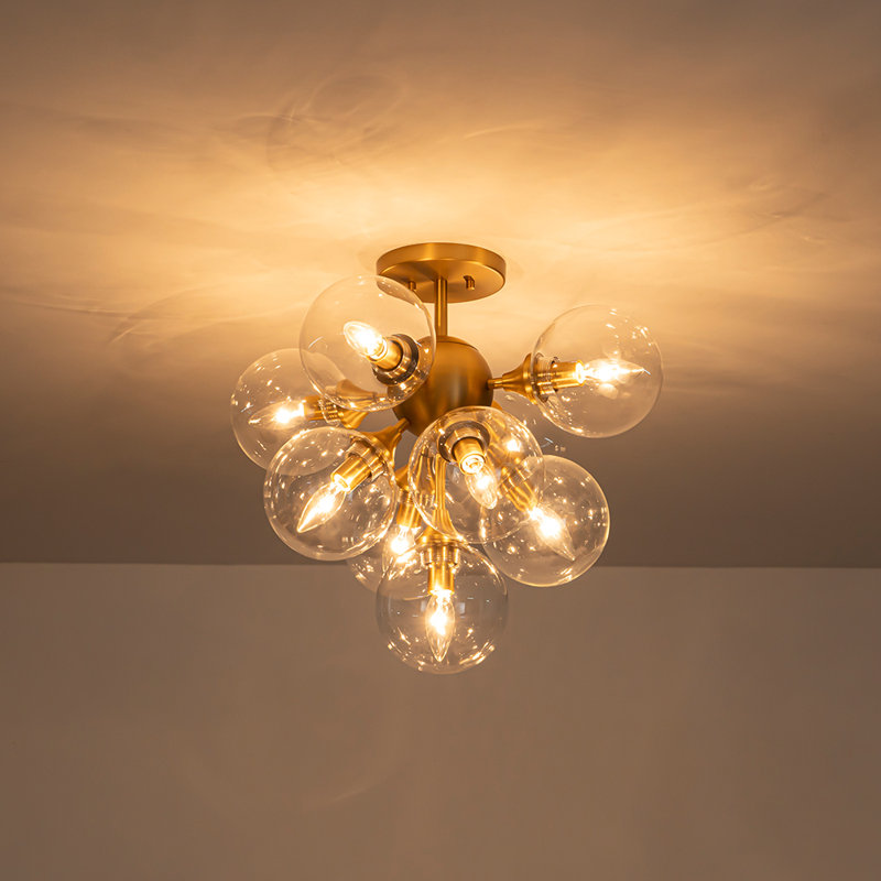 9 - Light Glass Bubble Semi Flush Mount