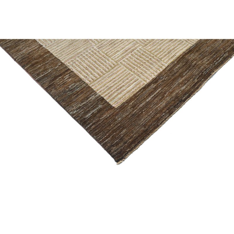 Gabbeh Hand-Knotted High-Quality Beige and Brown Area Rug
