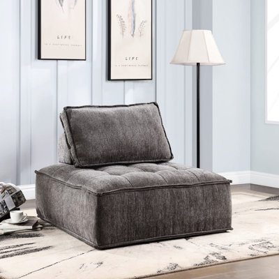 35" Corduroy Single Armless With Adjustable , Modular Design For Living Room, Apartment, Upholstery, Supportive Memory Foam Modern Floor Deep Seat Small Spaces, Fabric,