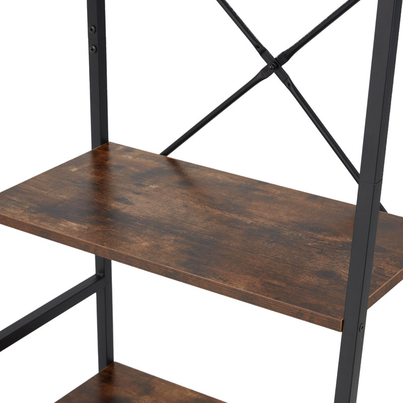 Jomeed Rustic Modern 4-Tier Brown Wood and Steel Bookshelf