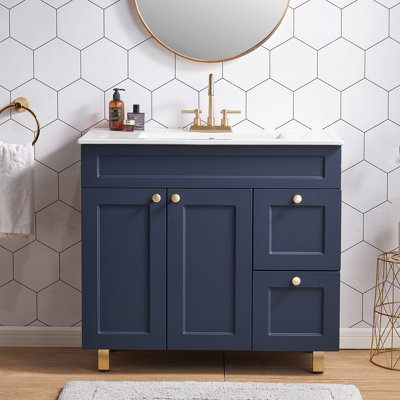 Latay 36"" Modern Blue Free-standing Single Bathroom Vanity Set -  Ebern Designs, B8A68805727240EDBC6F2E1B431CD35D