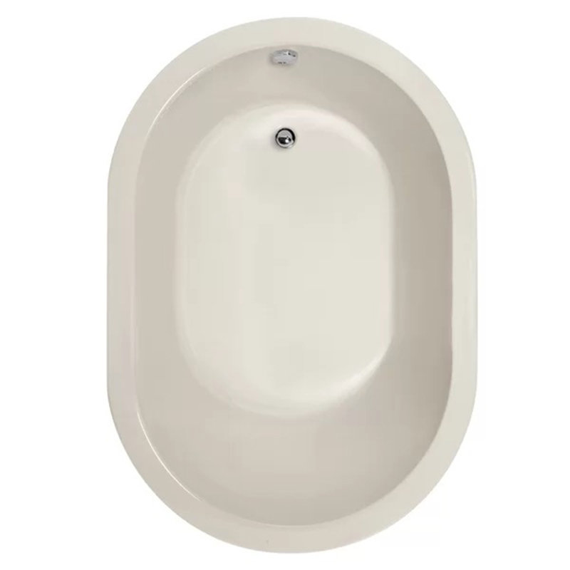 Malia 60'' L Air Bathtub, Biscuit, Polished Brass
