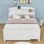 Lit plateforme en bois Sinit avec tête de lit DEL, tiroirs et lit gigogne simple