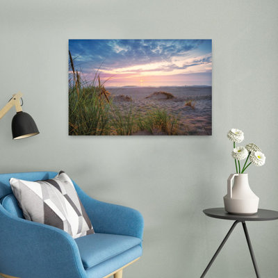 Coucher de soleil sur la côte, art contemporain de paysage de plage abstrait