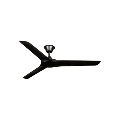 Ventilateur de plafond extérieur de 56 pouces avec télécommande, étanche IP66, noir moderne, moteur à courant continu écoénergétique.