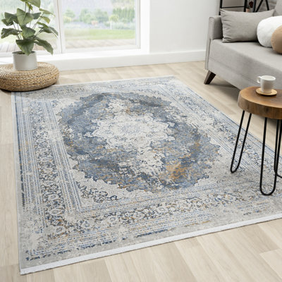 Tapis oriental bleu / gris
