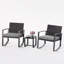 Ensemble 3 pièces de chaises berçantes d'extérieur avec coussins, ensemble de conversation de patio avec table basse-1844100007