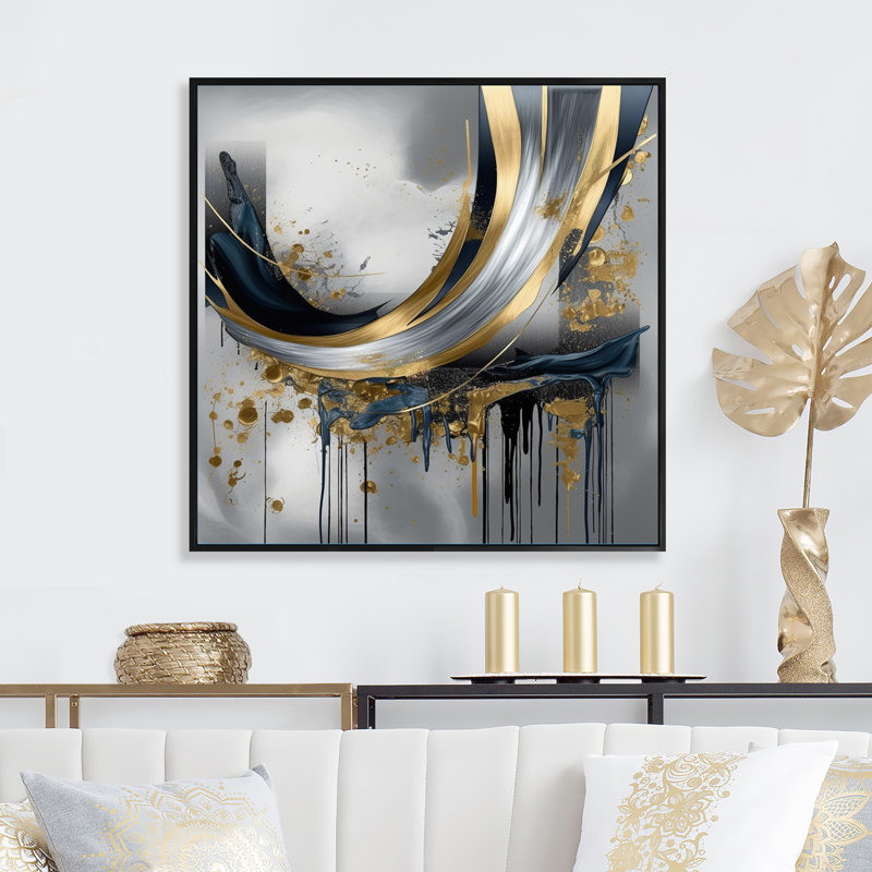 Shapes And Lines Abstract Marble V - impressions sur toile de marbre abstrait, H 24 po x l 24 po, Toile avec cadre flottant