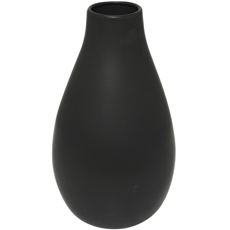 Black Ceramic Matte Decorative Vase, 12" x 12" x 20", 20.35 "H x 11.65 "W x 11.60 "D, Black