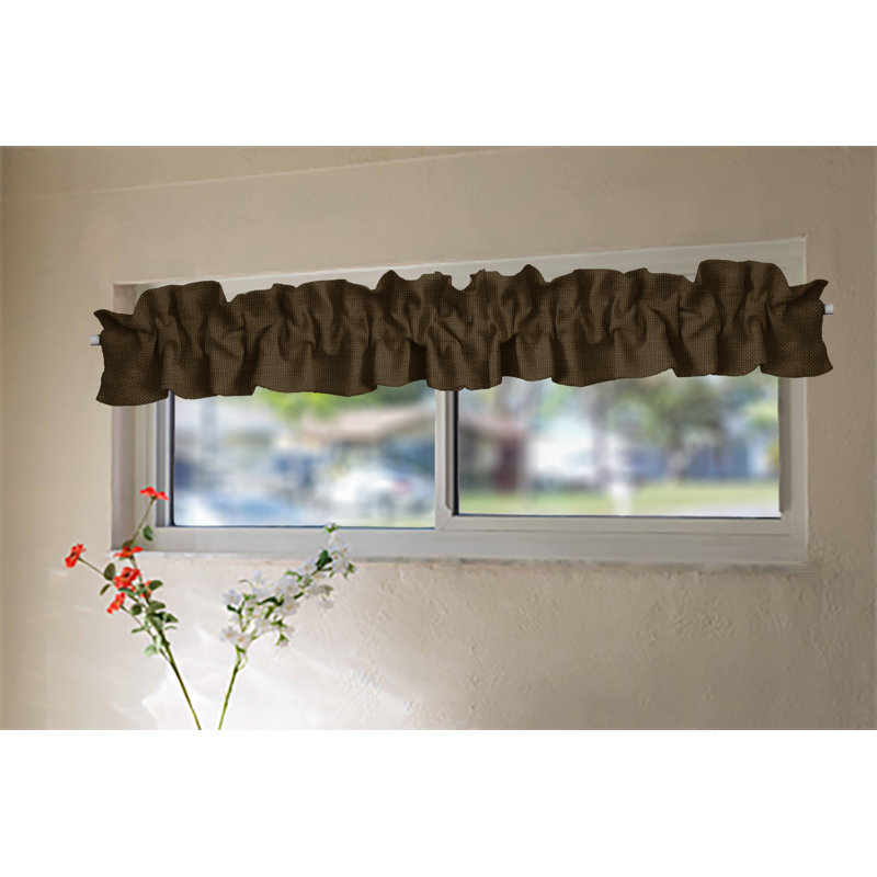 Ruffled Window Valance, 144" W x 9" L, Brown