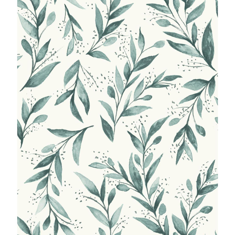 Rouleau de papier peint L 33 pi x l 20,5 po Olive Branch, Bleu sarcelle