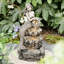 Fontaine d'extérieur 22,25 "à 4 niveaux en sirène de béton avec pompe et lumière DEL (KD)