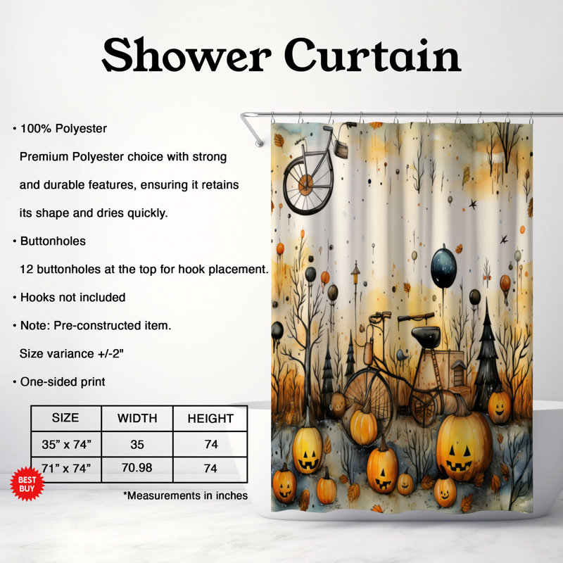 Rideau de douche Haunted Season - Premium, H 74 po x l 71 po