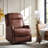 Elimelec Genuine Leather Manual Swivel Recliner-1899410563