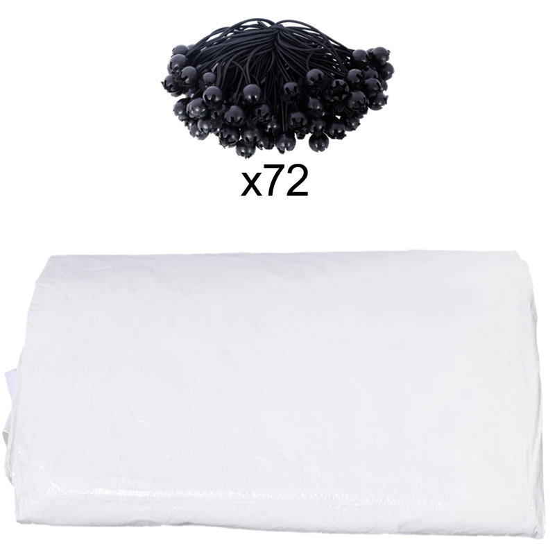 10X20ft Carport Replacement Canopy Tarp - Waterproof & Proof. Polypropylene. 72 Elastic Buckles. Fortified Edge. Effortless Installation Foldable Storage. White. For Outdoor Vehicle Shelter Cover