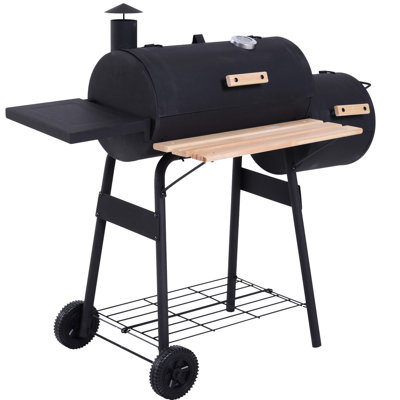 Barbecue portatif de 48 po et fumoir. Cour arrière en acier avec contrôle de la température. Fumoir à charbon de cuisine précis. Fonction d'équilibre thermique. Optimal