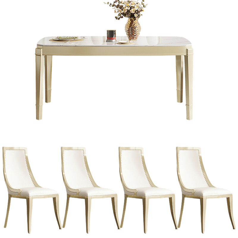 French style modern rectangular dining table sets, 31.1"H x 63"L x 35.4"W