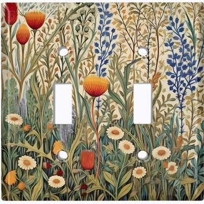Plaque d'interrupteur en métal ; interrupteur à bascule double, taille standard américaine ; motif rustique de campagne
