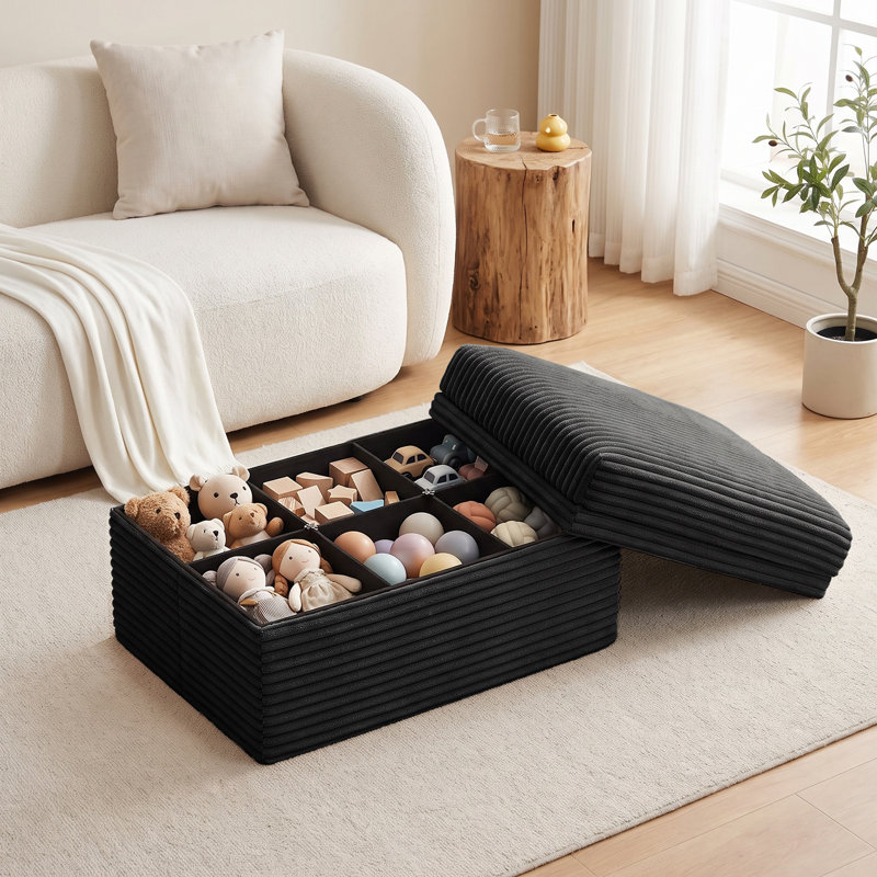 Pouf de rangement rembourré en velours côtelé, module individuel pour canapé d'angle, Black