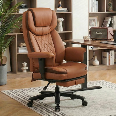 Fauteuil de direction double et grand 500LBS, fauteuil de bureau inclinable à 165 ° avec repose-pieds et roues en caoutchouc silencieuses