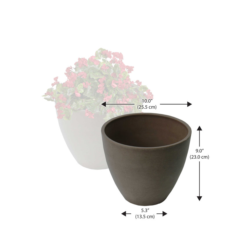 Kairon Round Curve Composite Pot Planter Set, Chocolate