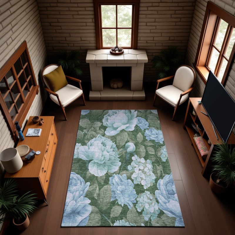 Tapis floral lavable à la machine Premium AMF1561, Rectangulaire 3 pi x 5 pi