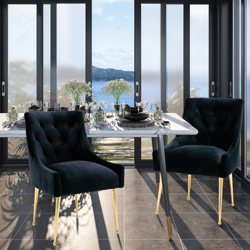 Chaise rembourrée en velours Sandstrom, Noir