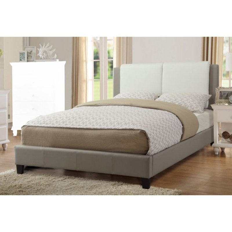 Upholstered Standard Bed in Brown, King, Gray