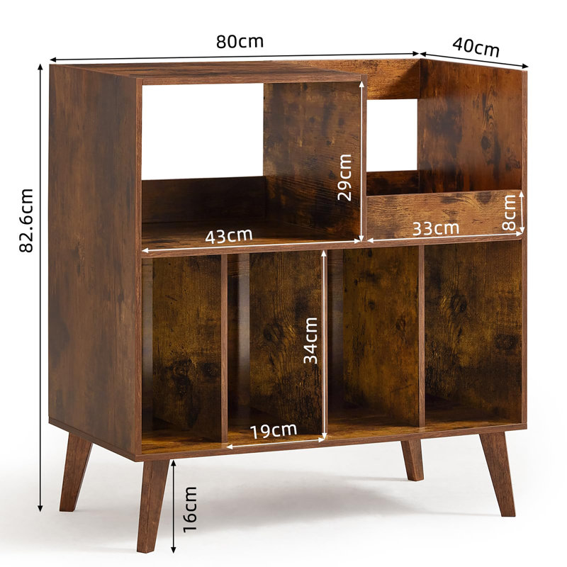 Large Record Player Stand, Brown