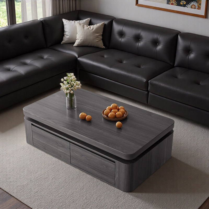 Retro Solid Wood Coffee Table, 18.9" H x 55.1" W x 31.5" D, Gray