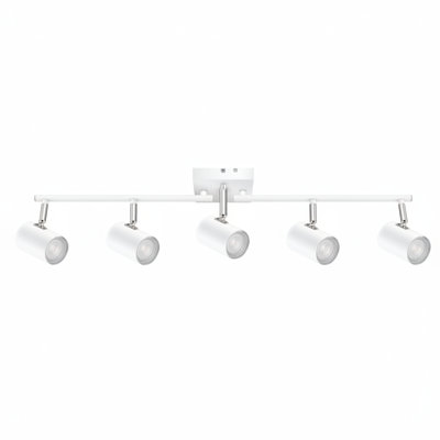 Matte White 5-Light Track Lighting, Adjustable Heads, GU10 Ceiling Fixture(No Bulbs)