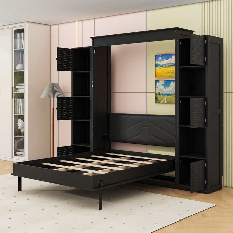 Lit escamotable avec lumières DEL et tablettes de rangement