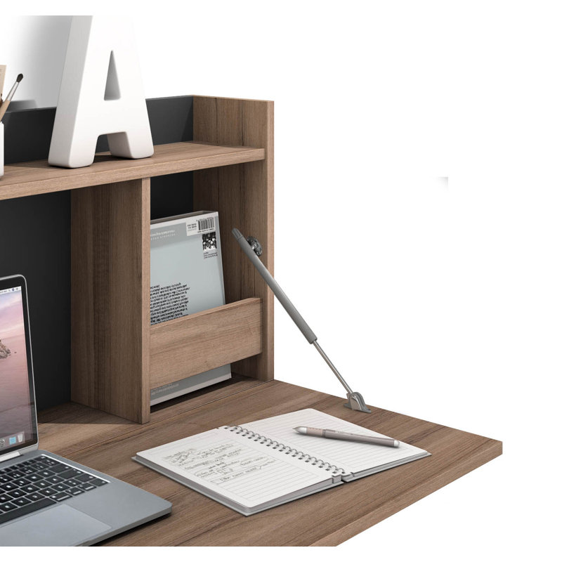 Caramie Writing Desk, Walnut/Jet Black