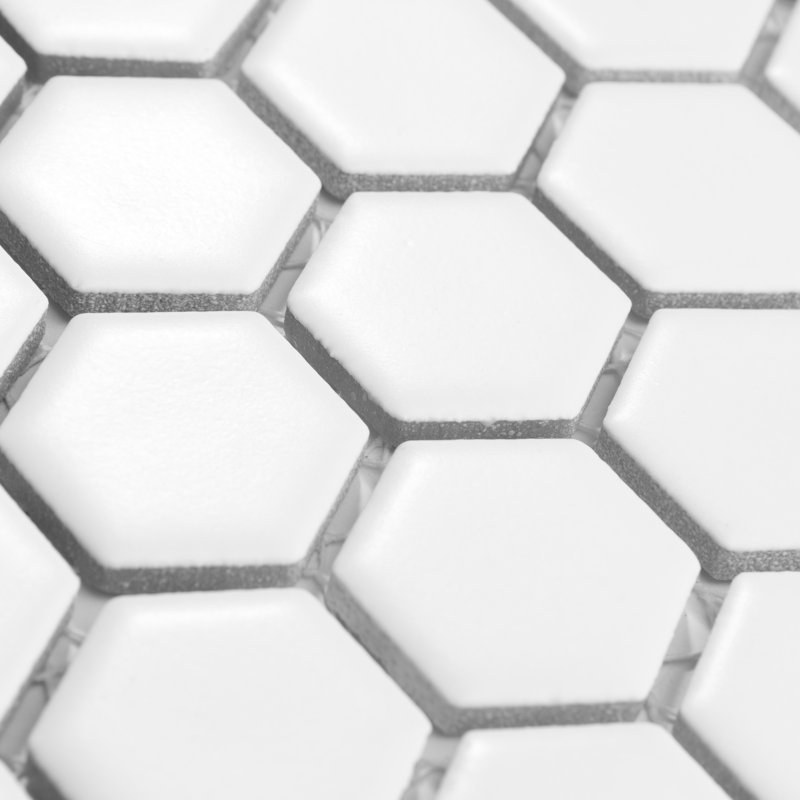 Hudson 1" x 1" Porcelain Honeycomb Mosaic Wall & Floor Tile, Matte White