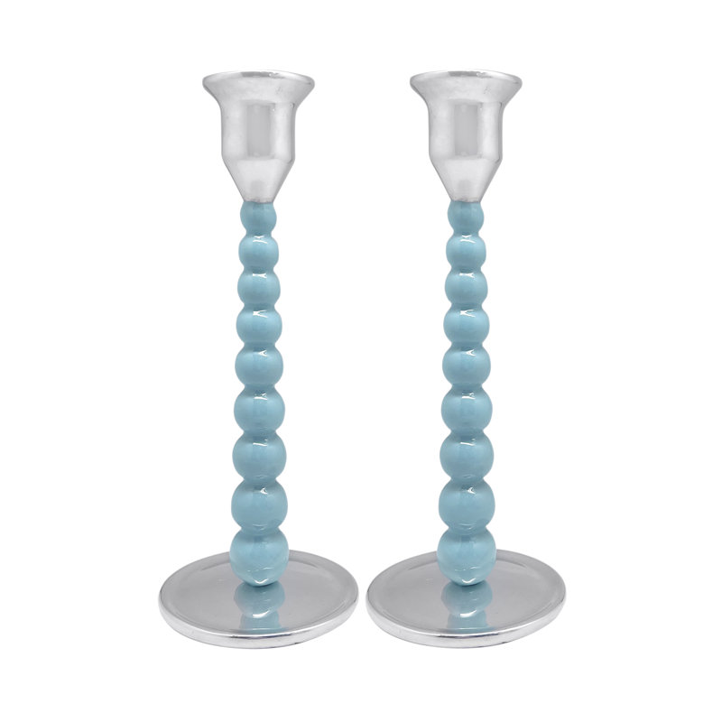Aluminum Tabletop Candlestick, 9" H x 3.54" W x 3.54" D, White