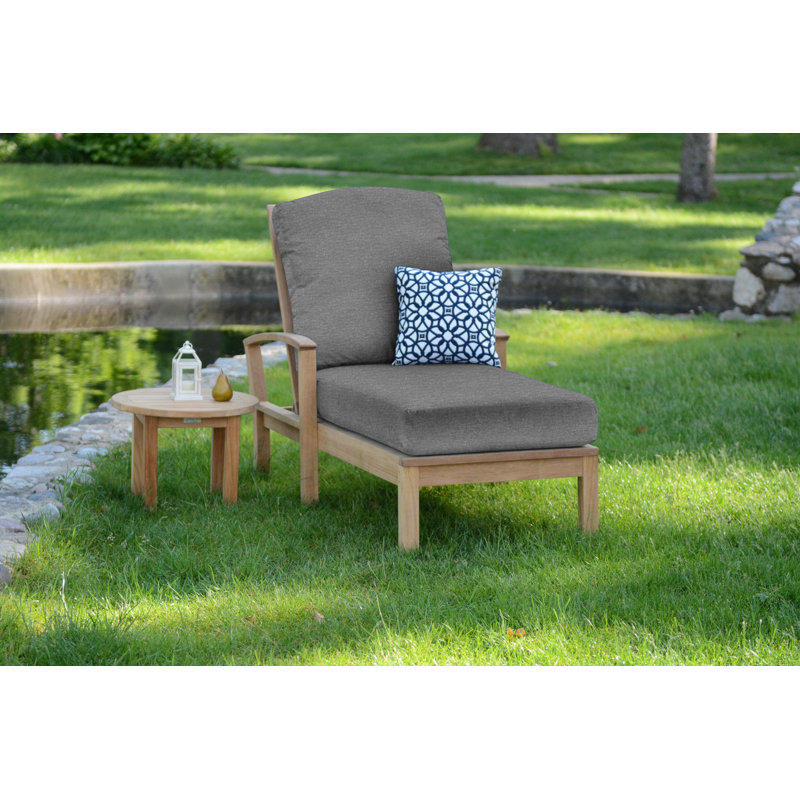 St. Lucia Outdoor Teak Chaise Lounge, Cast Charcoal