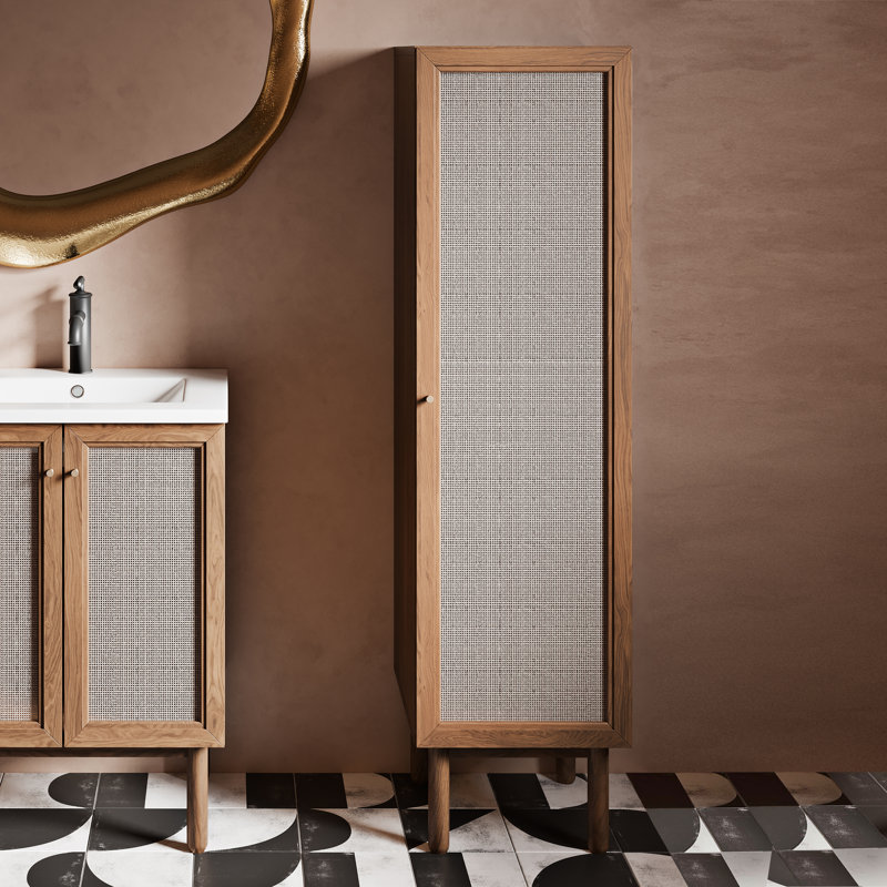 Classe 15.5 x 15 x 60 Freestanding Linen Cabinet in Toppan Oak, Oak