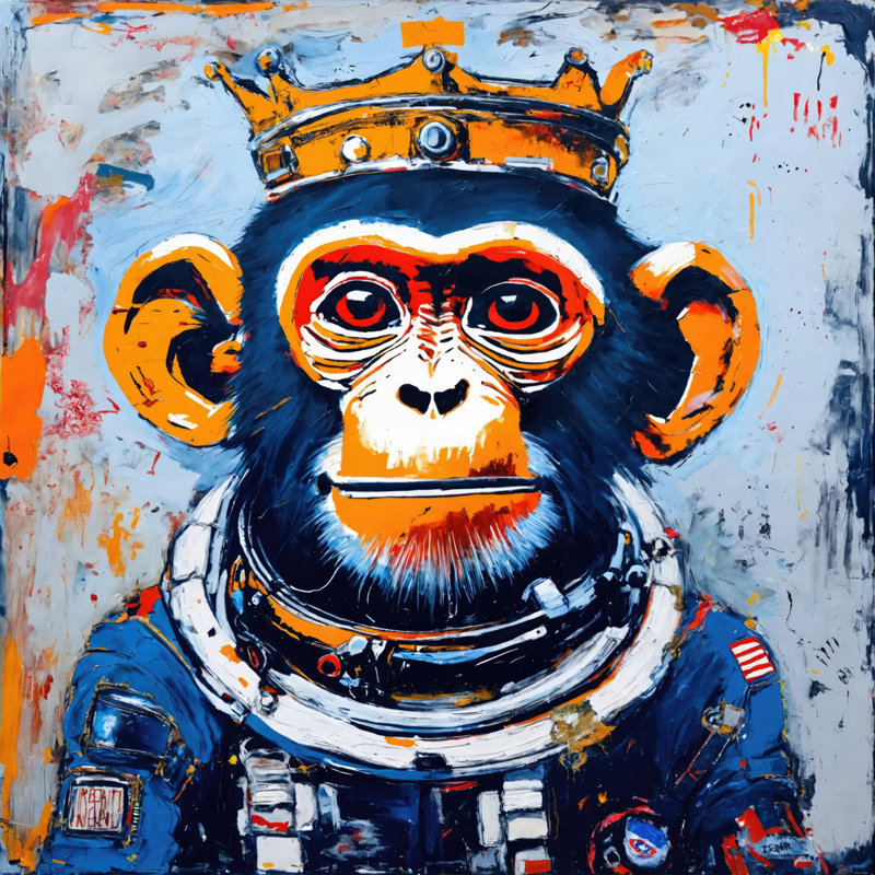 Spacechimp 20-Homage-Basquiat, estampe numérique sur toile tendue avec châssis, H 36 po x l 36 po