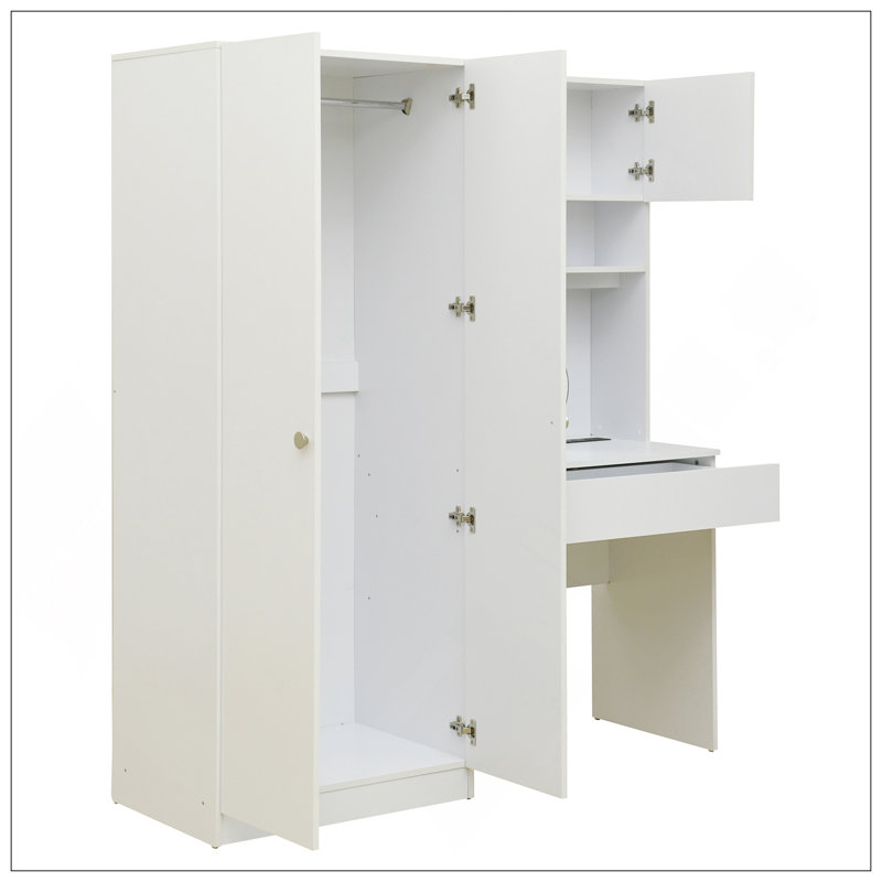Armoire de rangement à 2 portes pour meuble-lavabo en bois avec miroir de maquillage et tiroirs