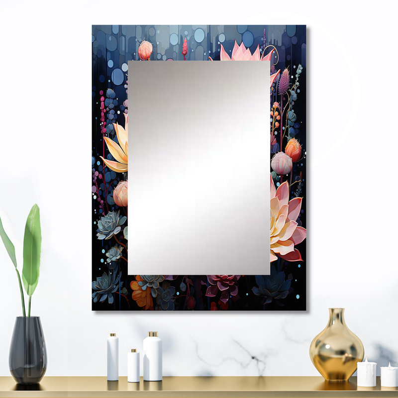 Pink Succulent Pink Serenade II - Succulent Wall Mirror, Traditional Decorative Mirror, Printed Metal Art, 32" x 24"