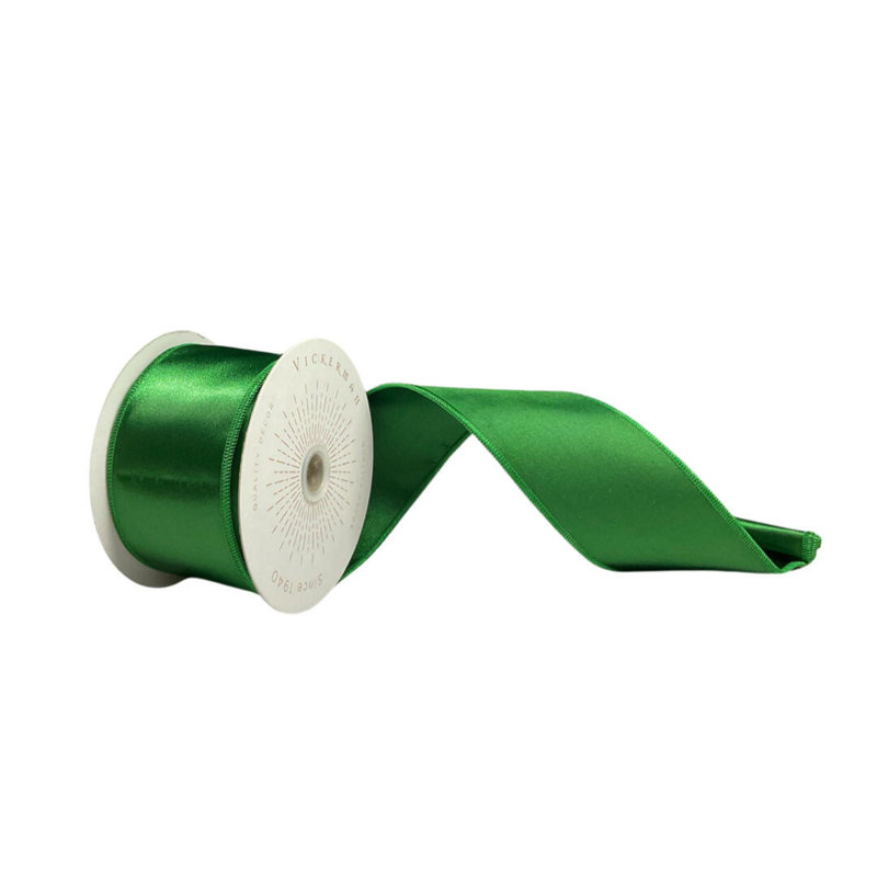 Vickerman 10yd Satin Christmas Ribbon, 0.2" H x 360" W x 2.5" D, Emerald