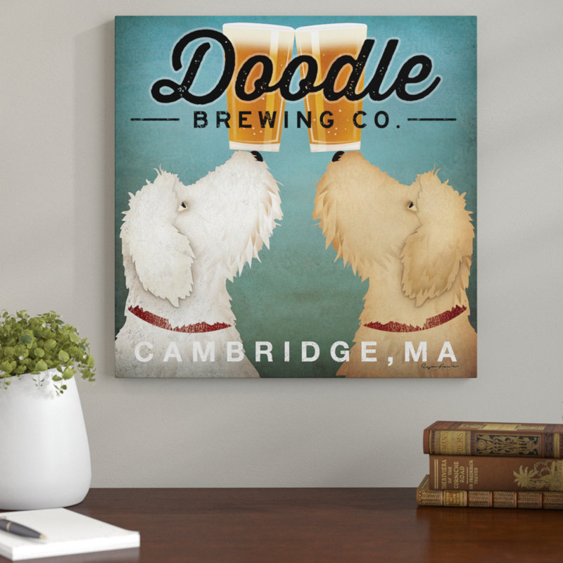 « doodle bière double »-impression sur toile tendue, H 12 po x l 12 po x p 1,5 po
