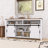 Farmhouse Sideboard With Sliding Barn Door & Mesh Panels - Open Storage Buffet-1029759633