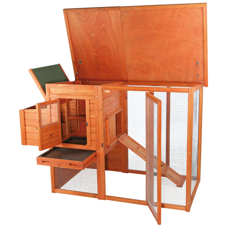 TRIXIE 2-Story Chicken Coop with Outdoor Run, Ramp, Nesting Box, up to 2 Std Chickens or 4 Bantams
