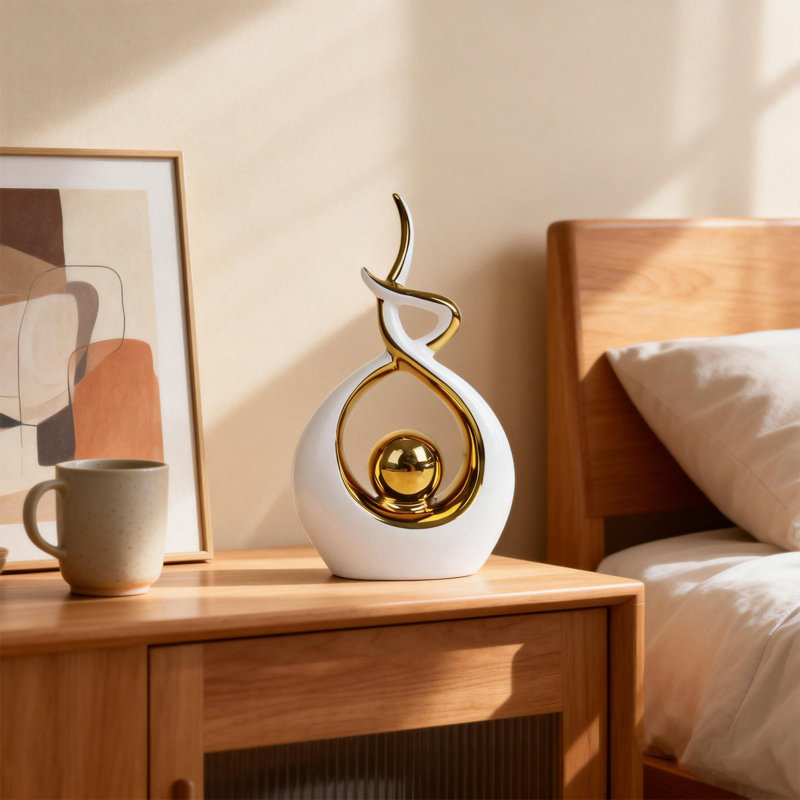 Figurine Home Decor, Blanc / Doré