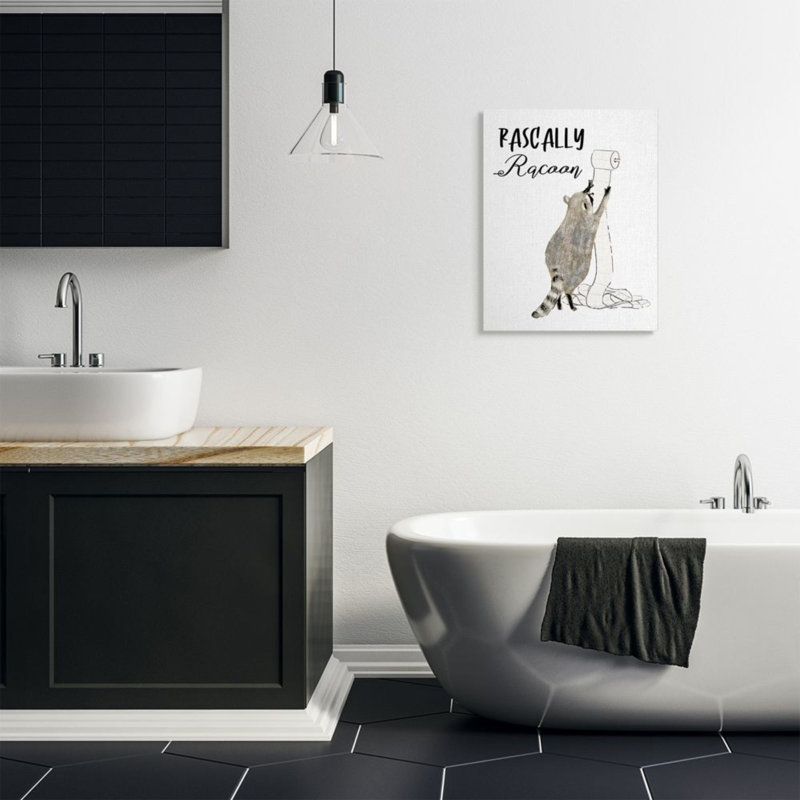 «Rascally Racoon Text» par Victoria Barnes - reproduction d'art, H 30 po x l 24 po, Toile tendue