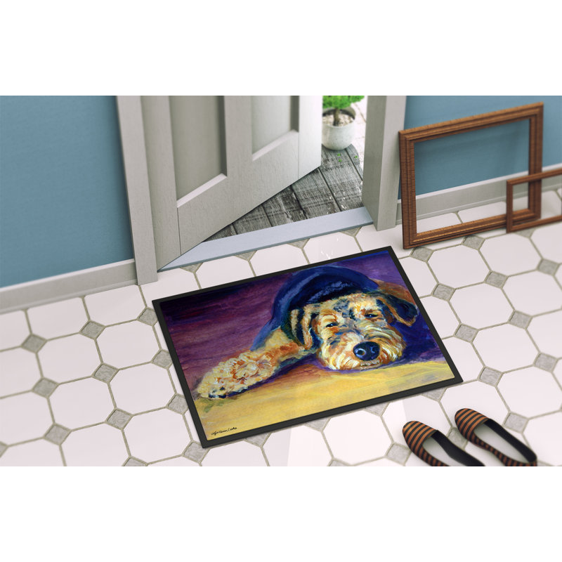 Tapis de porte d’extérieur anti-dérapant airedale terrier, Rectangle 1 pi 6 po x 2 pi 3 po