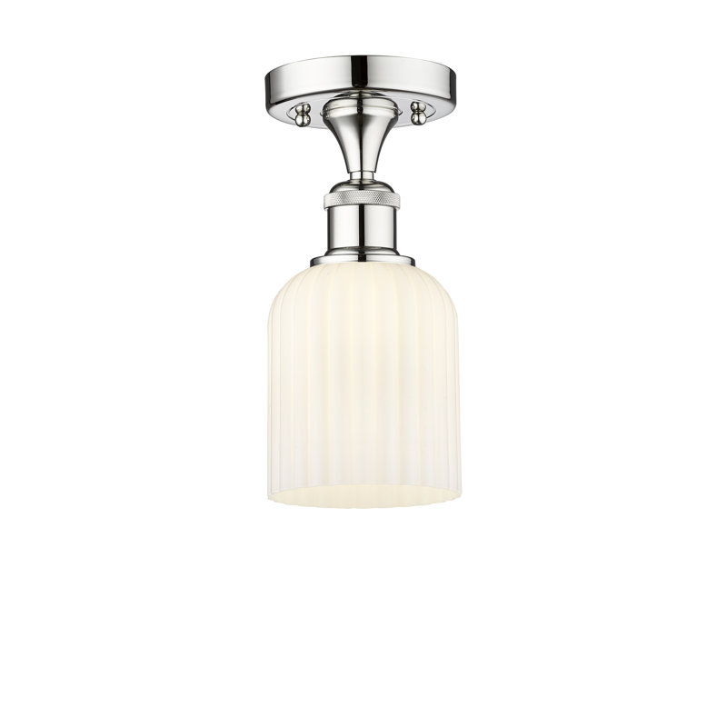 Edison - Adriena - 1 Light 5" Semi-Flush Mount, Polished Chrome, White